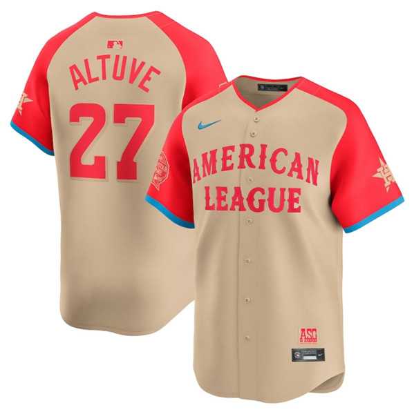 Mens American League #27 Jose Altuve Cream 2024 All-Star Limited Stitched Baseball Jersey